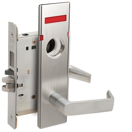 Schlage Storeroom Mortise Lock with Deadbolt, Less Full Face Cylinder, 06N Design, VACANT/OCCUPIED Indicator L9480L 06N 630 L283-722